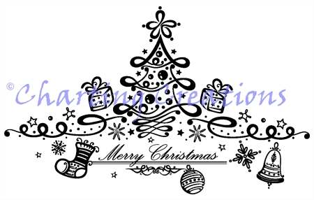 Merry Christmas Tree Silhouette